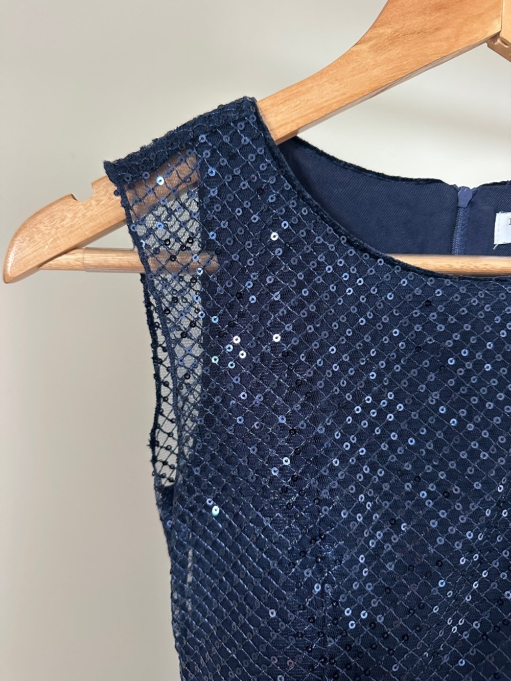 MonnaLisa Navy Blue Sequin Party Dress with Cream velvet Bow Belt - Picture 5 of 10